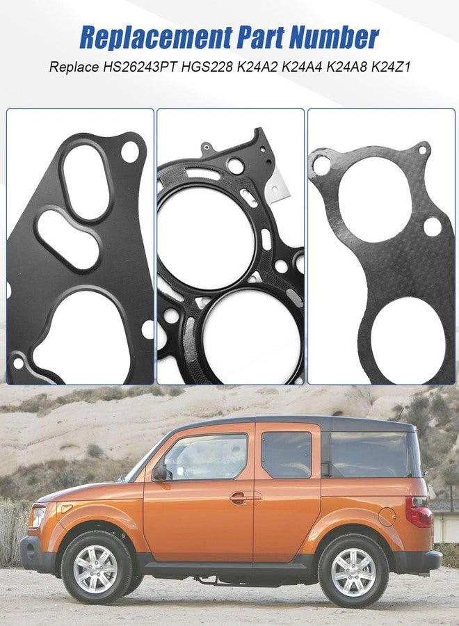 تيكساينس طقم حشيات رأس الأسطوانة مناسب لهوندا أكورد، CR-V، إليمينت، وأكيورا TSX، سعة 2.4 لتر، 4 أسطوانات، 16 صمام، DOHC، موديلات 2003-2011. بديل للأرقام HS26243PT وHGS228 وK24A4. - Image 2