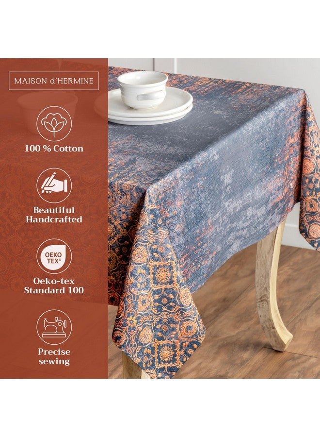 ميزون دي هيرمين غطاء طاولة Maison d' Hermine مصنوع من القطن بنسبة 100% - مفرش طاولة مستطيل مزخرف مقاس 54 بوصة × 72 بوصة - مفارش طاولة قابلة للغسل لتناول الطعام والمنزل والمنزل الريفي والحفلات - لعيد الشكر وعيد الميلاد - مجموعة Imperfection - Image 2