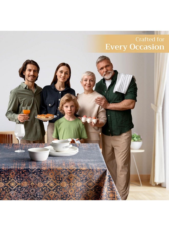 ميزون دي هيرمين غطاء طاولة Maison d' Hermine مصنوع من القطن بنسبة 100% - مفرش طاولة مستطيل مزخرف مقاس 54 بوصة × 72 بوصة - مفارش طاولة قابلة للغسل لتناول الطعام والمنزل والمنزل الريفي والحفلات - لعيد الشكر وعيد الميلاد - مجموعة Imperfection - Image 5