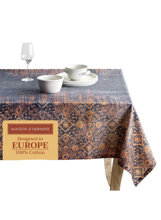 ميزون دي هيرمين غطاء طاولة Maison d' Hermine مصنوع من القطن بنسبة 100% - مفرش طاولة مستطيل مزخرف مقاس 54 بوصة × 72 بوصة - مفارش طاولة قابلة للغسل لتناول الطعام والمنزل والمنزل الريفي والحفلات - لعيد الشكر وعيد الميلاد - مجموعة Imperfection - Image 1