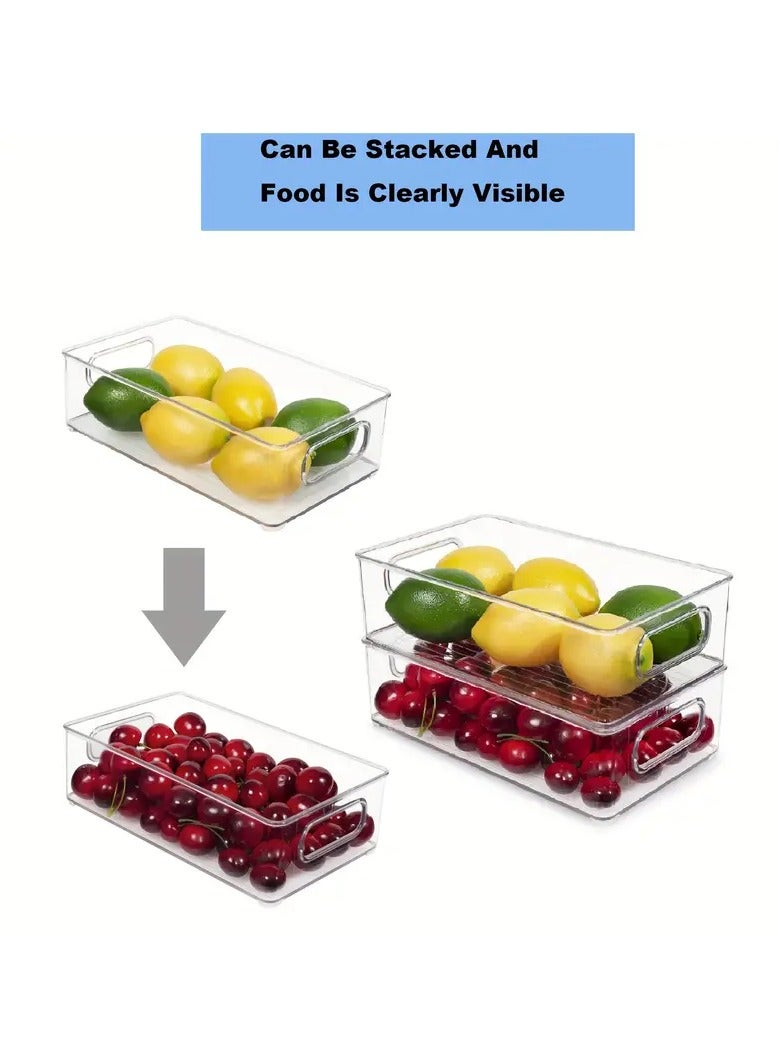 راكسوم عبوتان من منظمات وتخزين الثلاجة الشفافة غير القابلة للكسر والقابلة للتكديس، وصناديق تنظيم الثلاجة مع أغطية، وصينية تصريف ودرج، وصندوق تخزين كبير لحاوية الطعام لتخزين الفواكه والخضروات - حجم صغير - Image 3