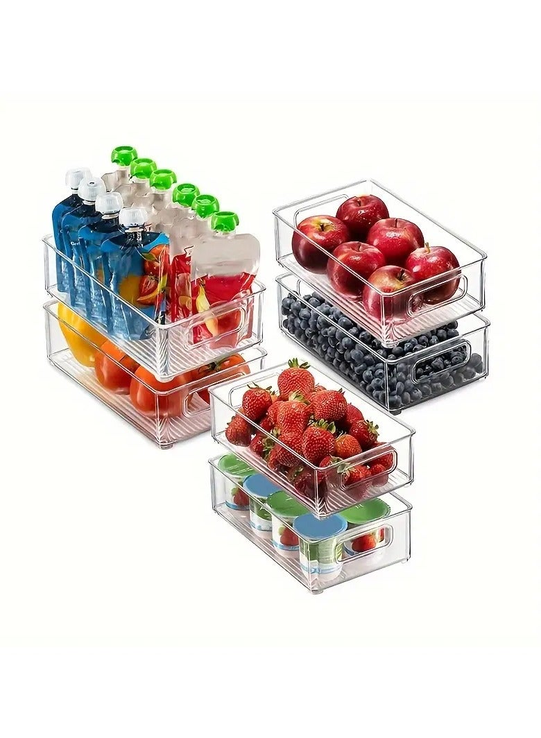 راكسوم عبوتان من منظمات وتخزين الثلاجة الشفافة غير القابلة للكسر والقابلة للتكديس، وصناديق تنظيم الثلاجة مع أغطية، وصينية تصريف ودرج، وصندوق تخزين كبير لحاوية الطعام لتخزين الفواكه والخضروات - حجم صغير - Image 4