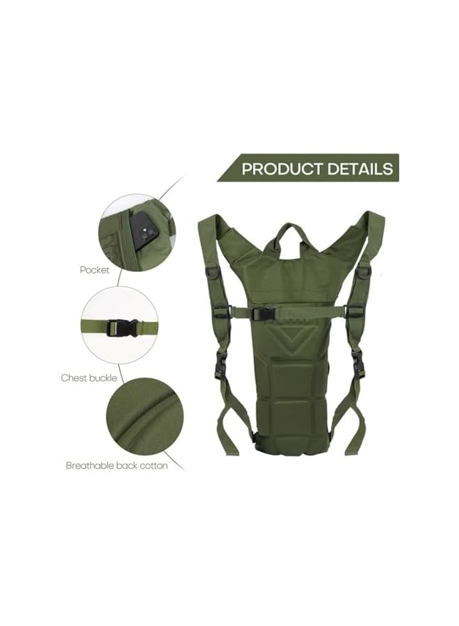 PROMASS حقيبة ظهر كاميل بسعة 3 لتر مع خزان مياه، للركض وركوب الدراجات والتخييم، أخضر - Image 3