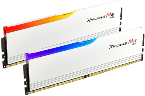 G.SKILL Ripjaws M5 RGB Series DDR5 RAM (Intel XMP 3.0) 32GB (2x16GB) 6400MT/s CL36-48-48-102 1.35V Desktop Computer Memory U-DIMM - Matte White (F5-6400J3648F16GX2-RM5RW) - Image 1
