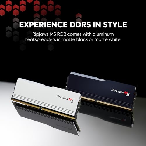 G.SKILL Ripjaws M5 RGB Series DDR5 RAM (Intel XMP 3.0) 32GB (2x16GB) 6400MT/s CL36-48-48-102 1.35V Desktop Computer Memory U-DIMM - Matte White (F5-6400J3648F16GX2-RM5RW) - Image 4