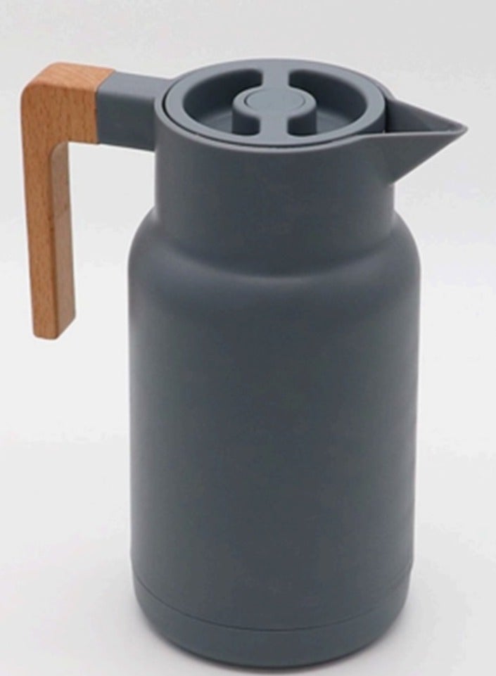 TarafCom 1L Double Wall Vacuum Insulated Coffee Pot with Wooden Handle, Water Kettle with Tea Keeper, Hot and Cold, - Image 1