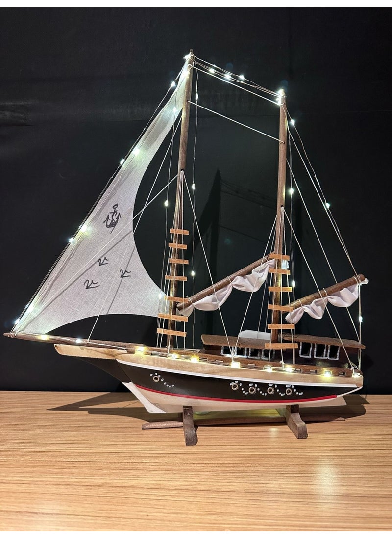 Lapidaria Illuminated Sailing Wooden Ship Model Large Size  - Image 1