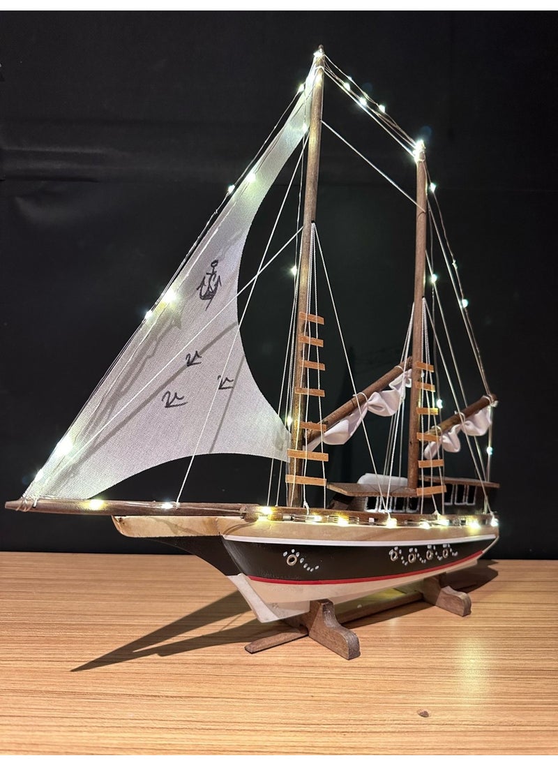 Lapidaria Illuminated Sailing Wooden Ship Model Large Size  - Image 2