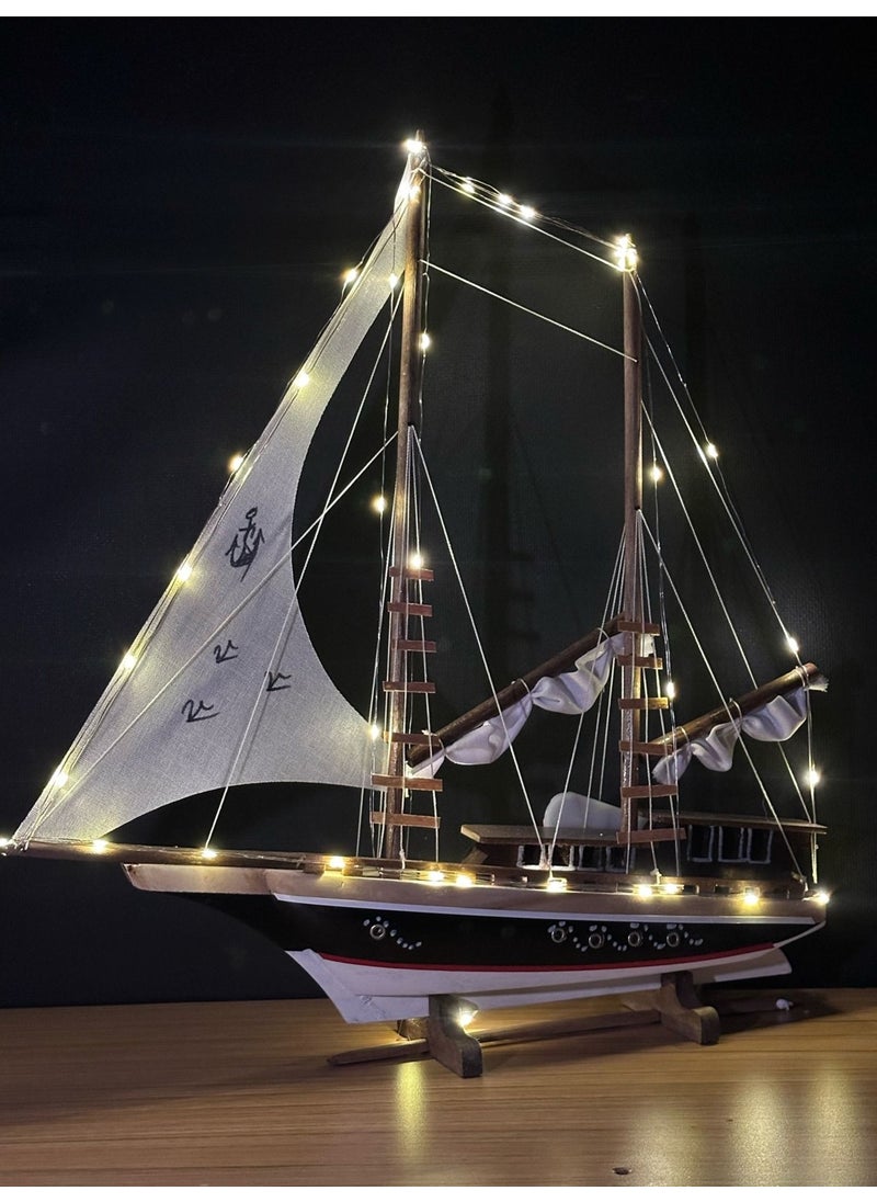 Lapidaria Illuminated Sailing Wooden Ship Model Large Size  - Image 3