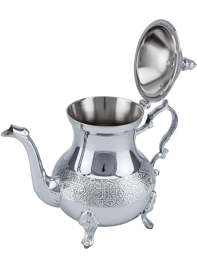 Shallow Moroccon Tea Pot Flower Engraving Design Material Brass - 875ml - Image 2