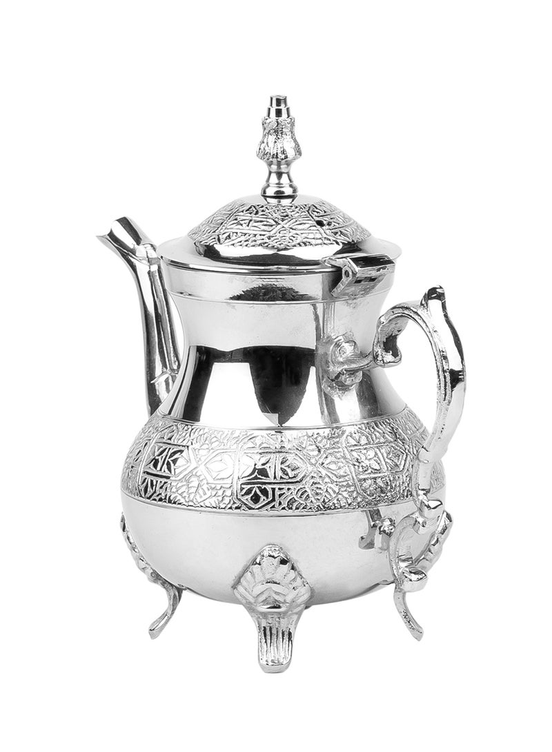 Shallow ابريق شاي مغربي تصميم نقش الزهور مادة نحاس - 875مل - Image 3