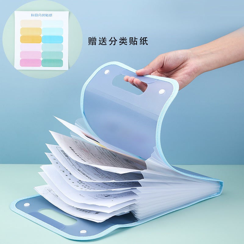 A4 Vertical Edge File Bag Large Capacity Student Test Paper Classification Storage Bag 13 Compartments Satchel Accordion Bag Stationery Bag - Image 3