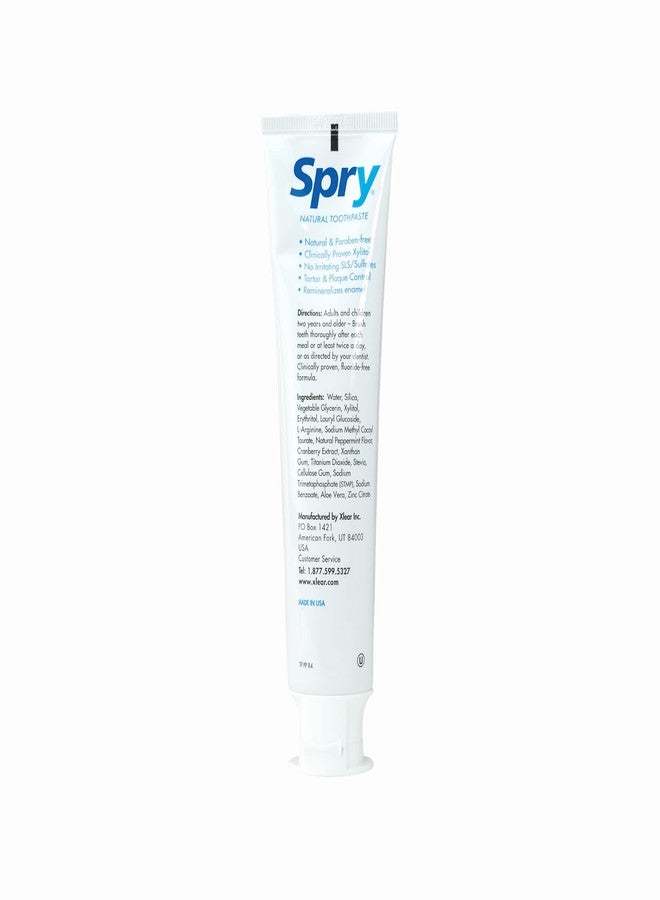 Spry Natural Xylitol Toothpaste 5oz for Adults and Kids - Fluoride Free, Gentle for Sensitive Teeth Whitening and Remineralizing, Breath Freshening, Mouth Moisturizing, Peppermint (Pack of 3) - Image 5