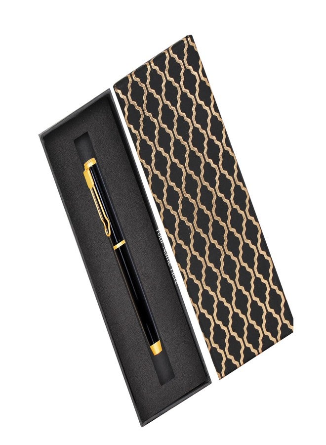 CrownLit Customisable Metal Pen with Laser Engraving, Black and Gold, Magnetic Cap, Roller Gel Ink - Image 2