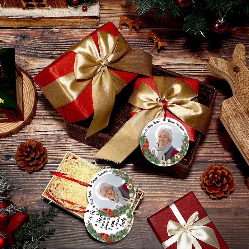 JUESMOS Picture Frame Red Cardinal Christmas Ornaments 2024 Christmas in Heaven Ornaments  in Memory of Loved One Memorial Photo Frame Ornaments for Christmas Tree Ornaments Memorial Gifts - Image 5