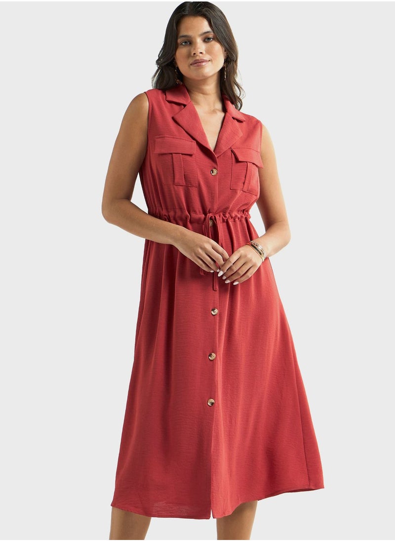 FAV - Pocket Detail Ruched Waist Dress - Image 1