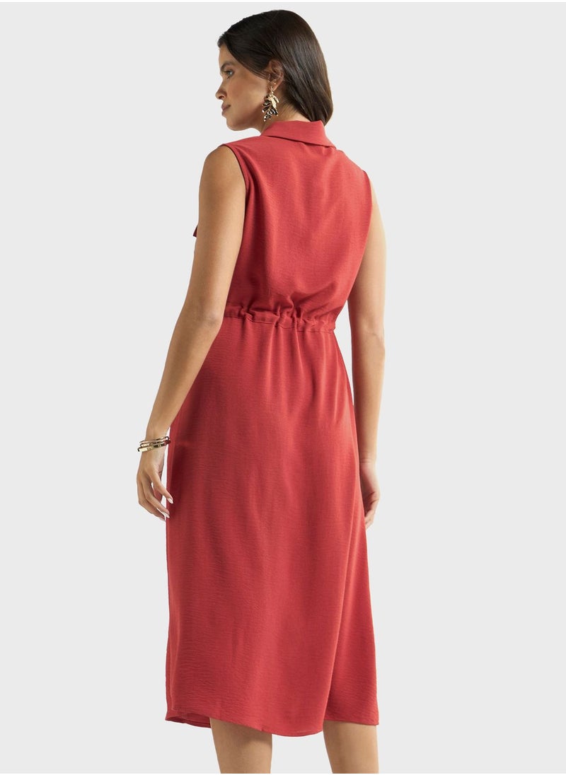 FAV - Pocket Detail Ruched Waist Dress - Image 1