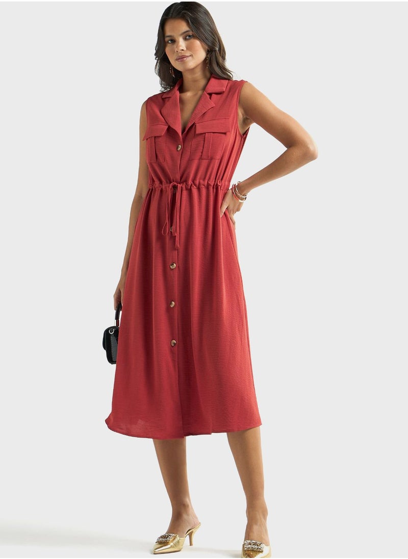 FAV - Pocket Detail Ruched Waist Dress - Image 1