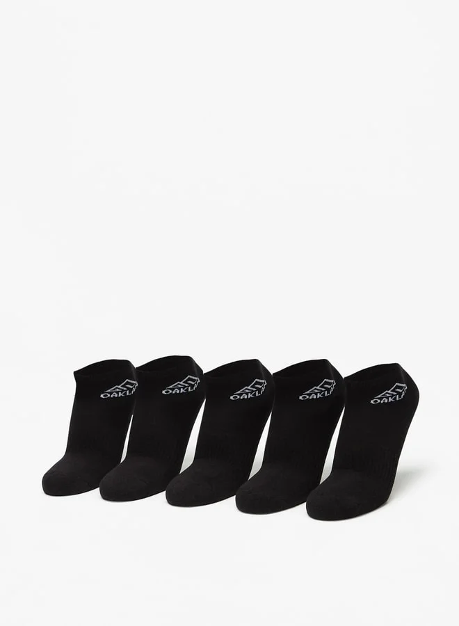 OAKLAN Men's Logo Print Ankle Length Sports Socks - Set of 5