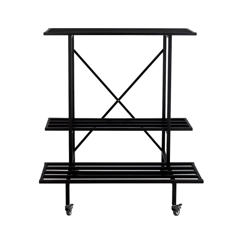 Zhongma 3 Tier Metal Heary Duty Plant Stand with Wheels, 35.43 L x 17.5 W x 38.6H . Space saving Plant Stand - Image 3
