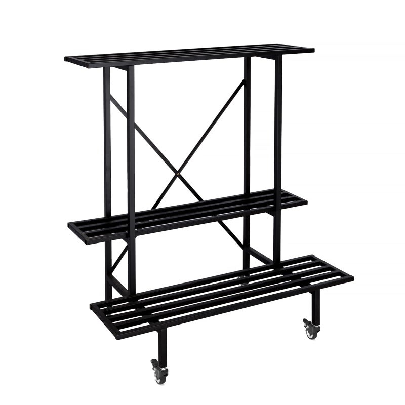 Zhongma 3 Tier Metal Heary Duty Plant Stand with Wheels, 35.43 L x 17.5 W x 38.6H . Space saving Plant Stand - Image 2