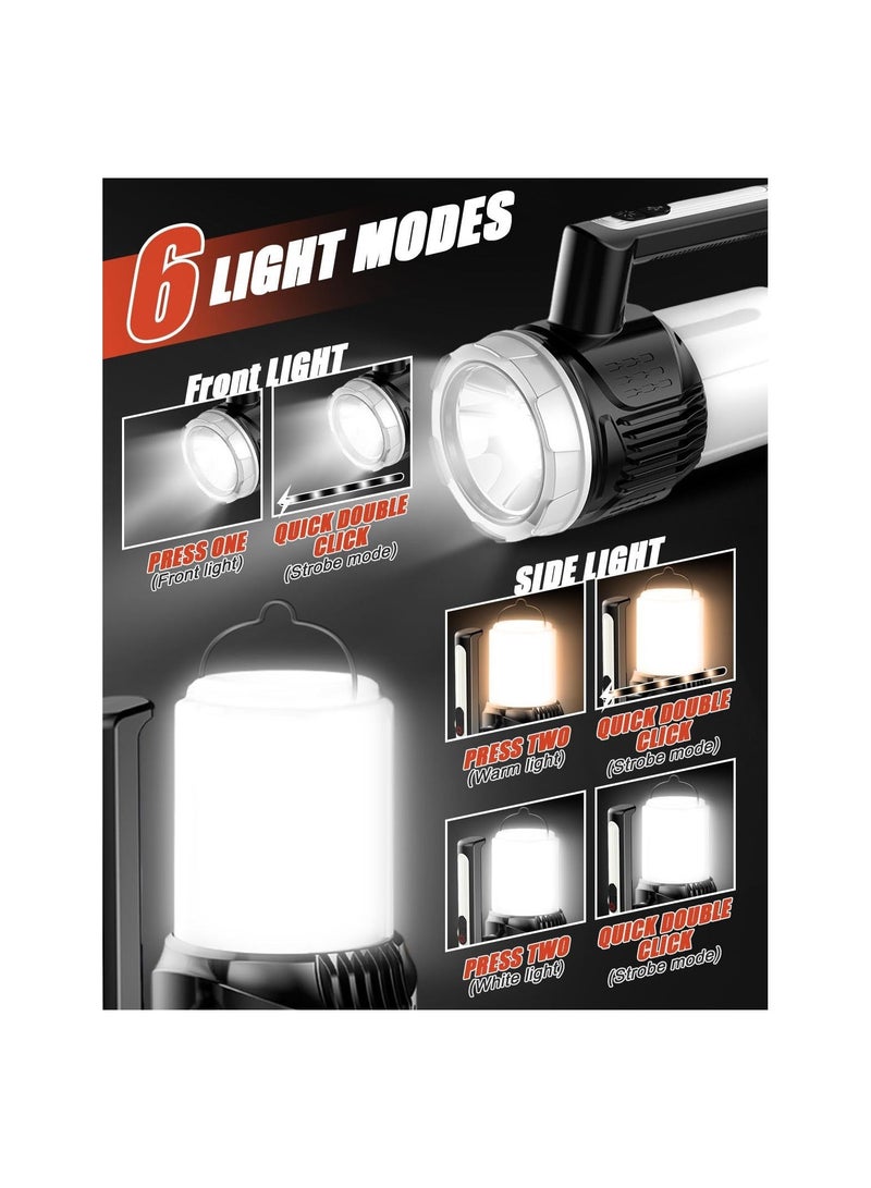 Rechargeable LED Camping Lights, 1500 Lumen Fast Direct Charge Camping Torch with 6 Modes, Waterproof Outdoor Spotlight Searchlight Flashlight for Power Outage Hiking Camping - Image 2