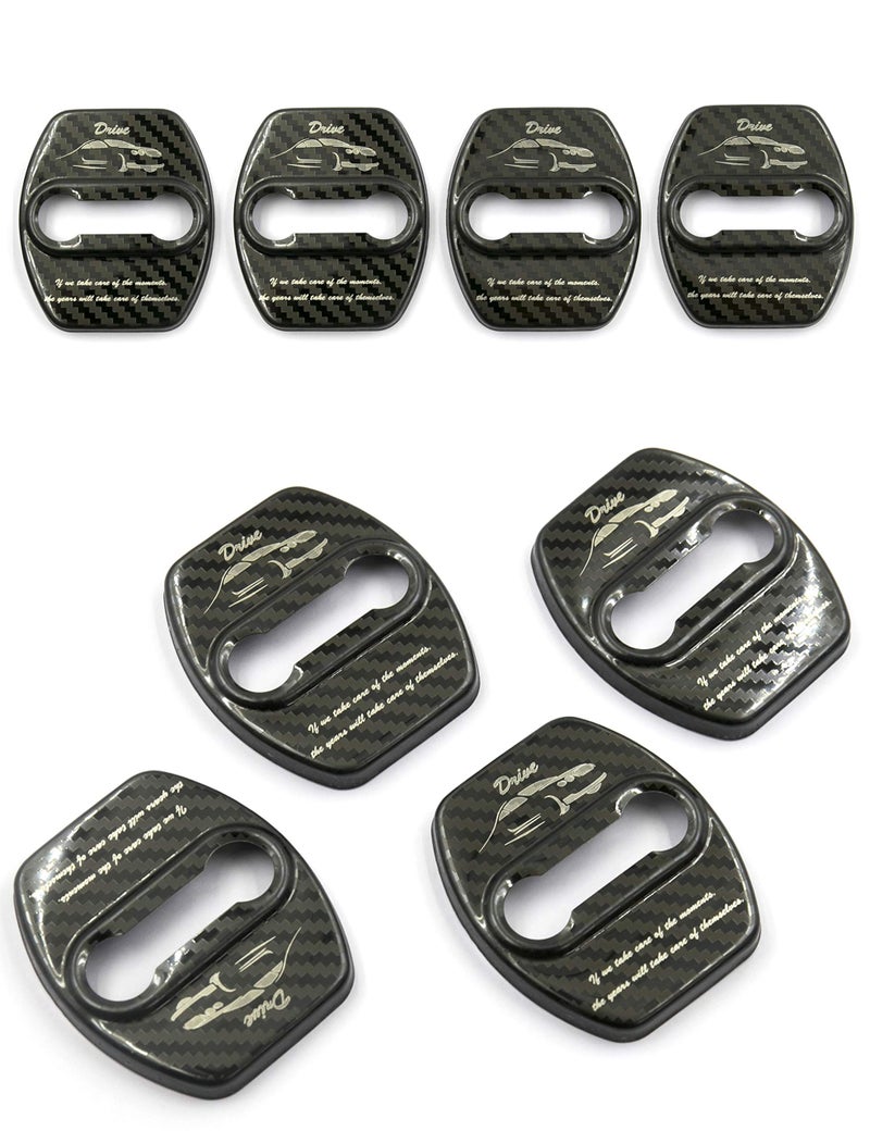 LIGHTKOREA Stainless Steel Metal Car Door Striker Lock Latches Protector Cover Dress up Accessories (Pack of 4) Compatible with Hyundai, Compatible with Kia Vehicles (Carbon Pattern) - Image 1
