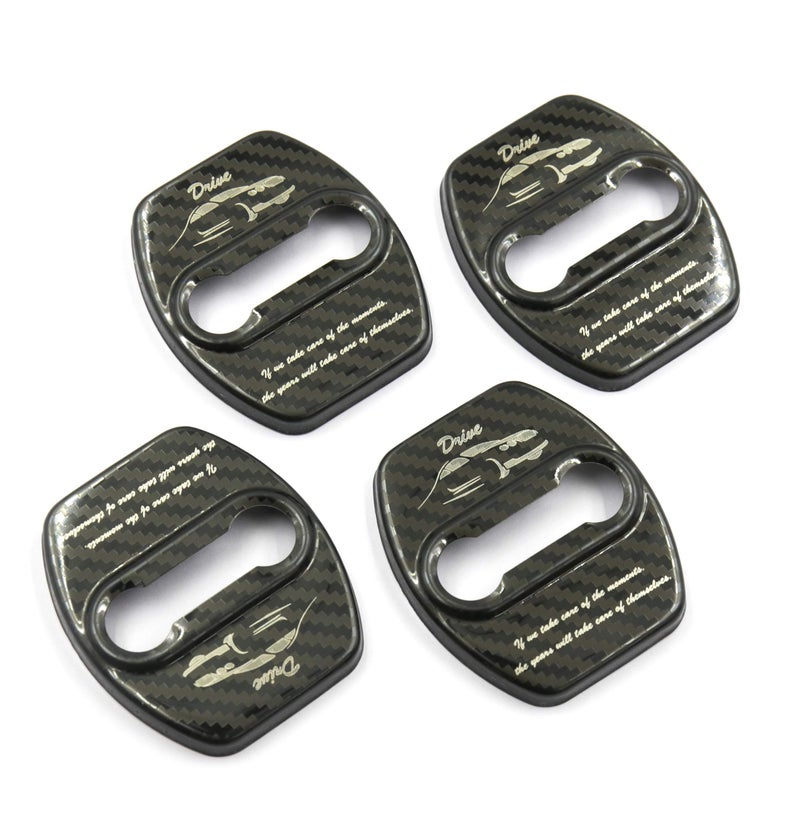 LIGHTKOREA Stainless Steel Metal Car Door Striker Lock Latches Protector Cover Dress up Accessories (Pack of 4) Compatible with Hyundai, Compatible with Kia Vehicles (Carbon Pattern) - Image 5