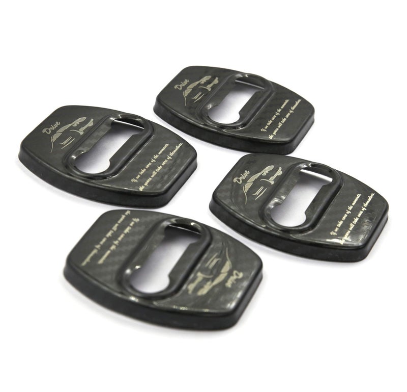 LIGHTKOREA Stainless Steel Metal Car Door Striker Lock Latches Protector Cover Dress up Accessories (Pack of 4) Compatible with Hyundai, Compatible with Kia Vehicles (Carbon Pattern) - Image 4