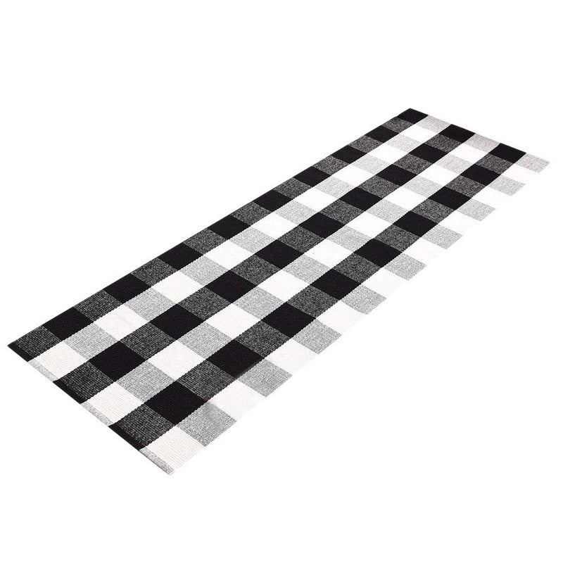 LEVINIS Buffalo Check Kitchen Rug Black and White Runner Rugs for Living RoomBedroom Cotton Gingham HandWoven Checkered Kitchen Rug Runner 708x236