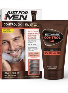 Just For Men شامبو غسول اللحية لتقليل اللون الرمادي من جست فور مين كونترول جي إكس، يلون الشارب واللحية تدريجيًا، ويترك شعر الوجه أكثر نعومة وامتلاءً، 118 مل - عبوة من قطعة واحدة  - Image 1