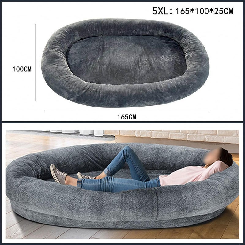 Large Human Short Plush Dog Bed, Removable and Washable Adult Pet Sized Bed,Dog Bed Mat (Gray2 165 * 100CM) (Gray2 165 * 100CM) - Image 2