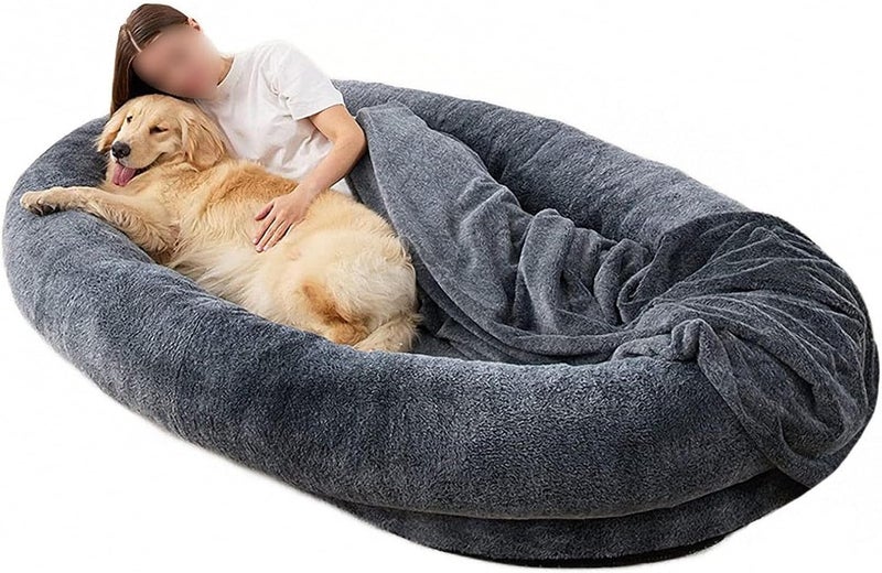 Large Human Short Plush Dog Bed, Removable and Washable Adult Pet Sized Bed,Dog Bed Mat (Gray2 165 * 100CM) (Gray2 165 * 100CM) - Image 1