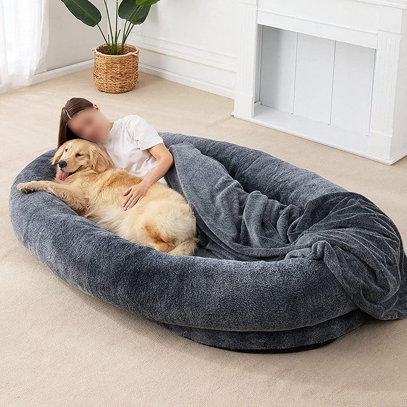 Large Human Short Plush Dog Bed, Removable and Washable Adult Pet Sized Bed,Dog Bed Mat (Gray2 165 * 100CM) (Gray2 165 * 100CM) - Image 3