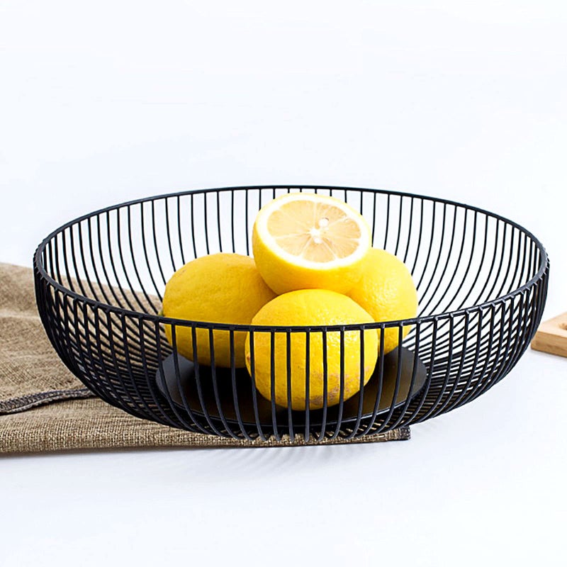 DMAR Black Wire Fruit Bowl 28x8cm Large Metal Fruit Basket Modern Keep Fruit Fresh Longer