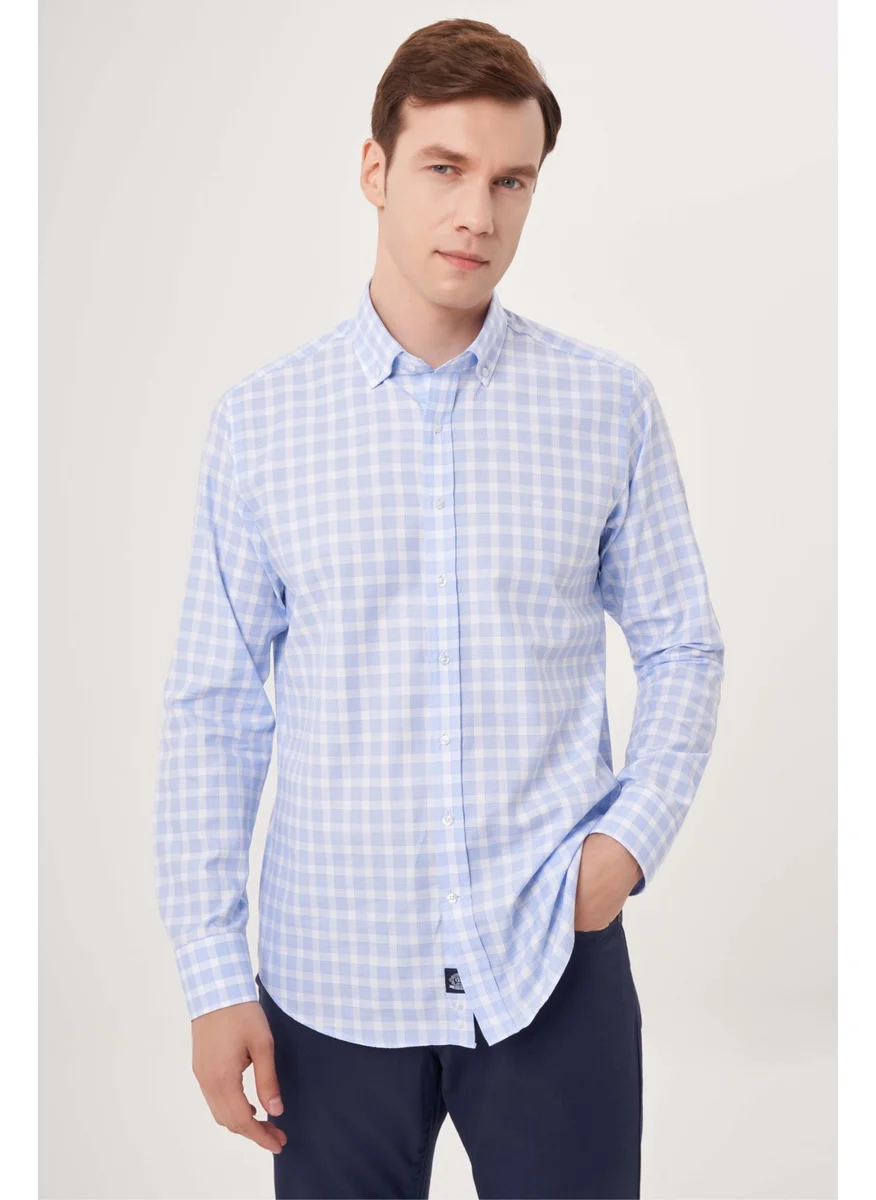 Bisse Men's Regular Fit Checkered Sports Shirt BLUE GM23Y231028_D35