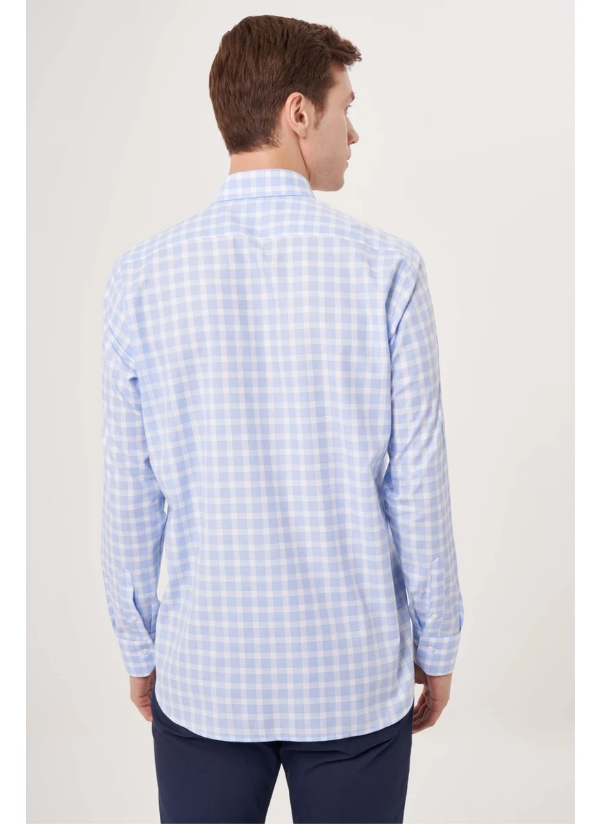 Bisse Men's Regular Fit Checkered Sports Shirt BLUE GM23Y231028_D35
