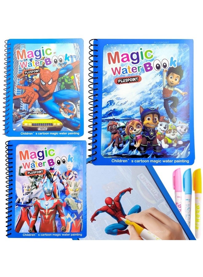 بلس بوينت دفاتر تلوين مائية سحرية من بلس بوينت - عبوة من 3 قطع | قابلة لإعادة الاستخدام وسريعة الجفاف | دفتر خربشات مائية مع قلم مائي للأطفال | دفتر تدريب على الرسم للأطفال الصغار، هدايا مميزة، أعياد ميلاد - Image 1