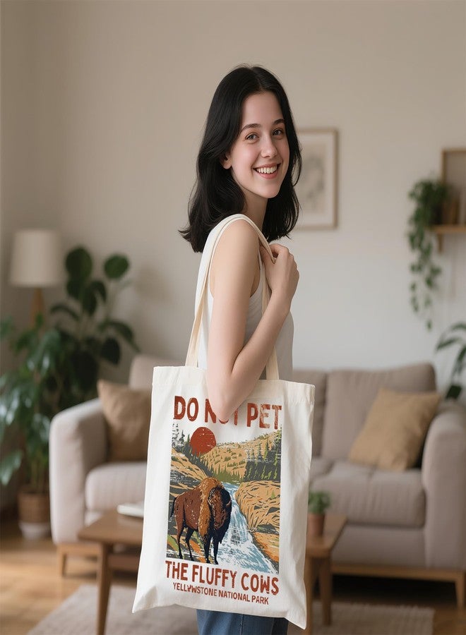 WCGXKO Yellowstone National Park Tote Bag Retro American Bison Gift for Bison & Buffalo Lovers (Yellowstone Tote) - Image 4