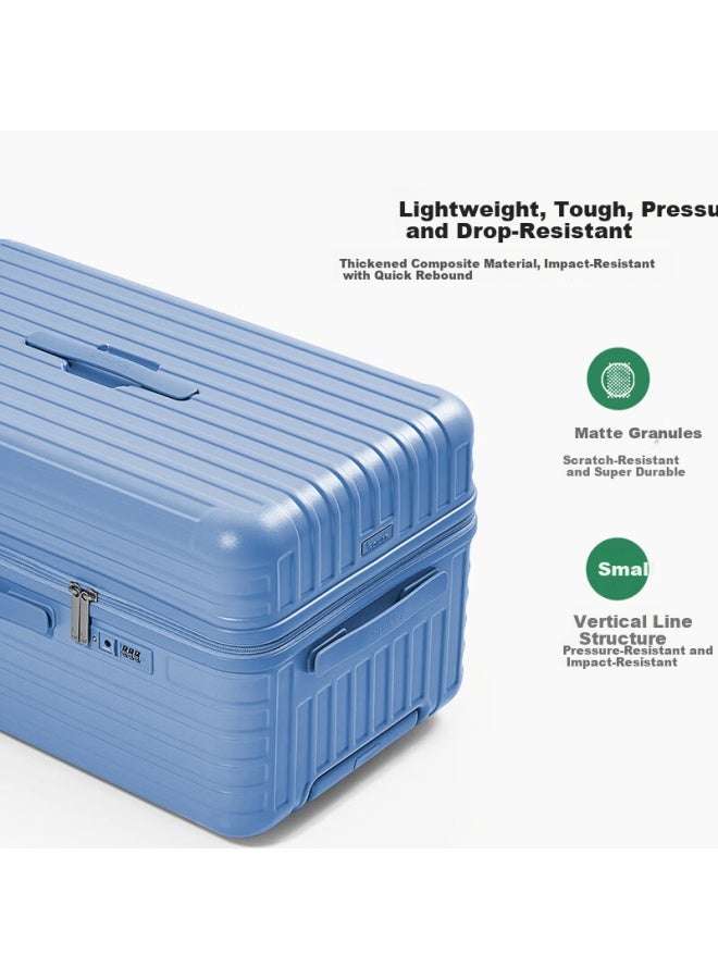 Oiwas Grand Traveler Series Luggage Men's Trolley Case Women's Large Capacity Travel Suitcase 20-inch 30/70 Split Checked Blue - Image 2