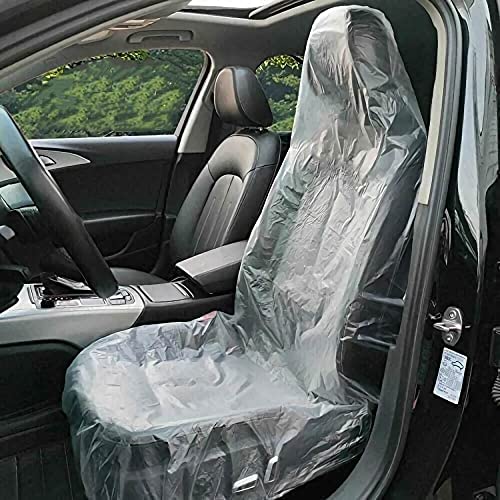 JESUNK 100 Pieces Disposable Seat Covers, Car Disposable Universal Plastic Seat Covers for Airplane Seats, Salon Chairs, Restaurant Seats, Bus Seats & More (100 Pieces) - Image 1