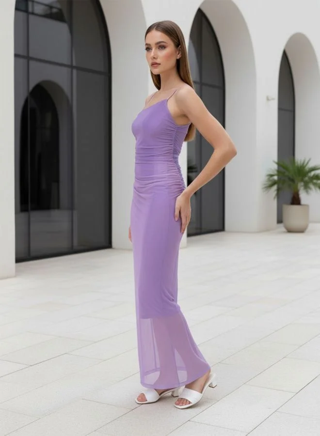 Freehand  Women Regular Fit Paint Splash Tie-up Neck Sleeveless Gathered Dress for Women | Best Price UAE
