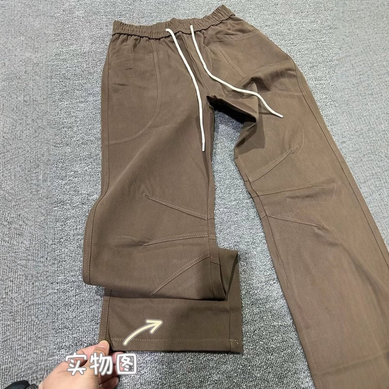 Spring and Summer American Work Casual Pants Men and Women Wear High-end Vibe Style cleanfit Pants Brown - Image 1