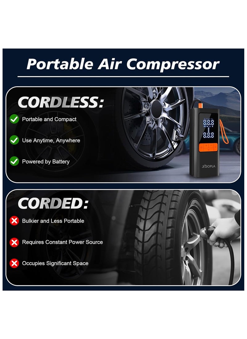 Xoopla Tire Inflator Portable 150PSI Air Compressor 6000mAh Car Air Pump with Digital LCD Display 5 Modes Electric Pump for Car Bike Ball Motorcycle  - Image 3