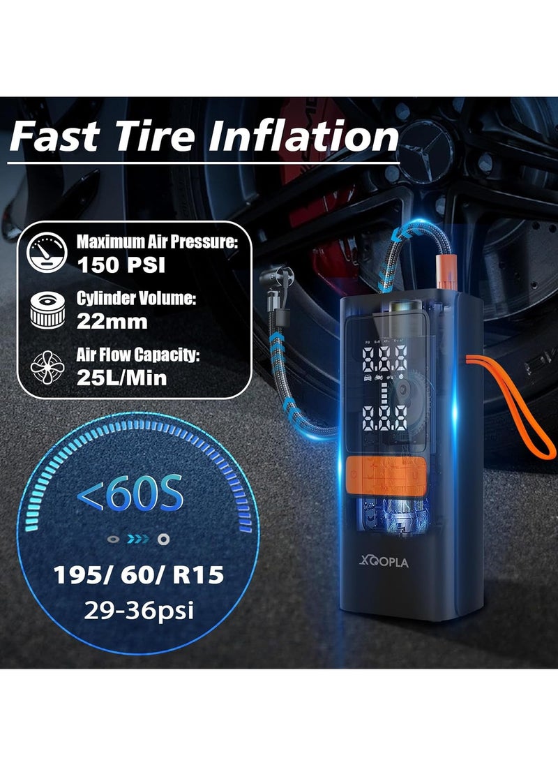 Xoopla Tire Inflator Portable 150PSI Air Compressor 6000mAh Car Air Pump with Digital LCD Display 5 Modes Electric Pump for Car Bike Ball Motorcycle  - Image 2