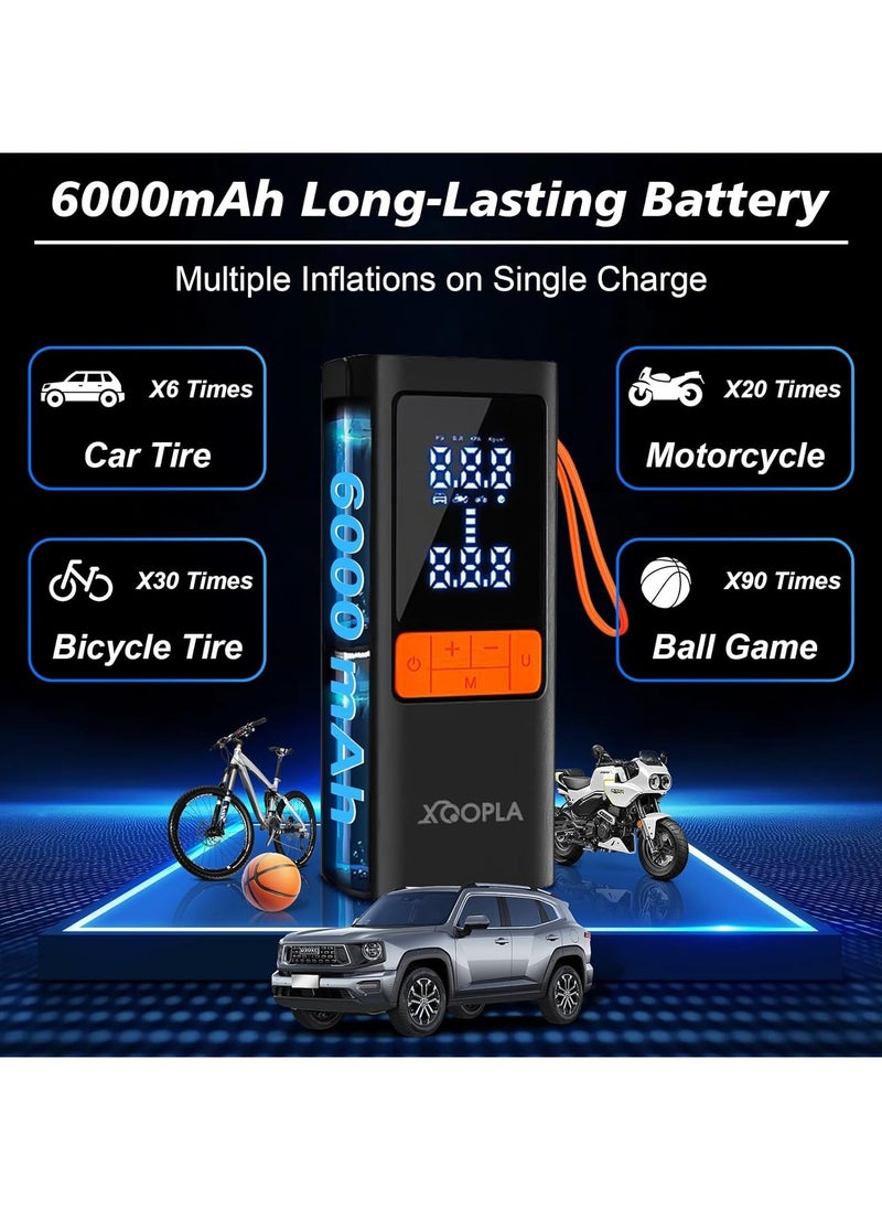 Xoopla Tire Inflator Portable 150PSI Air Compressor 6000mAh Car Air Pump with Digital LCD Display 5 Modes Electric Pump for Car Bike Ball Motorcycle  - Image 4