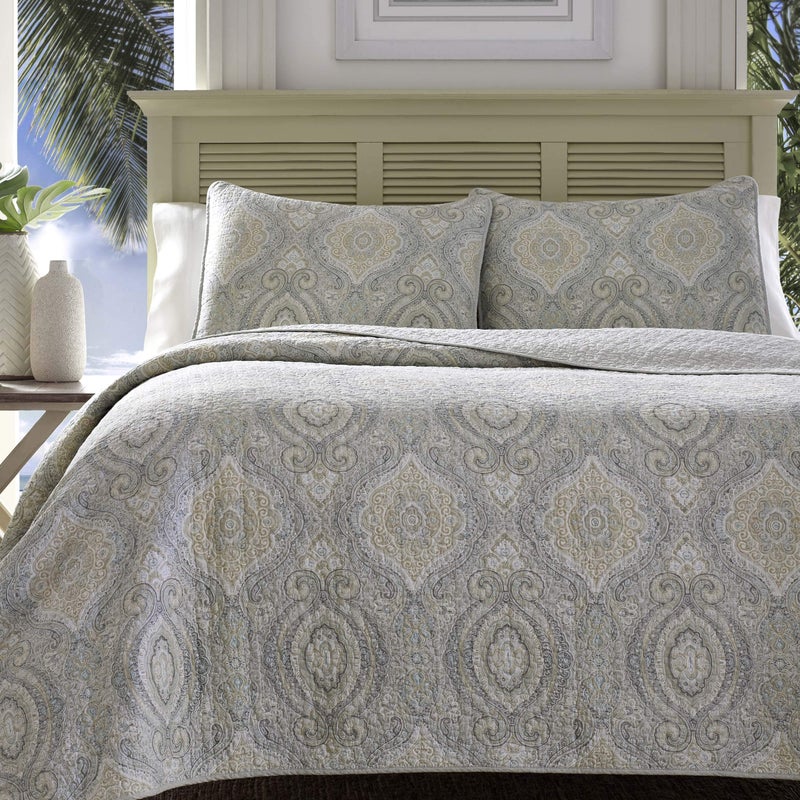 Tommy Bahama - King Quilt Set, Reversible Cotton Bedding with Matching Shams, Coastal Bedspread, Super Soft Bedding Set (Turtle Cove Grey, King) - Image 5
