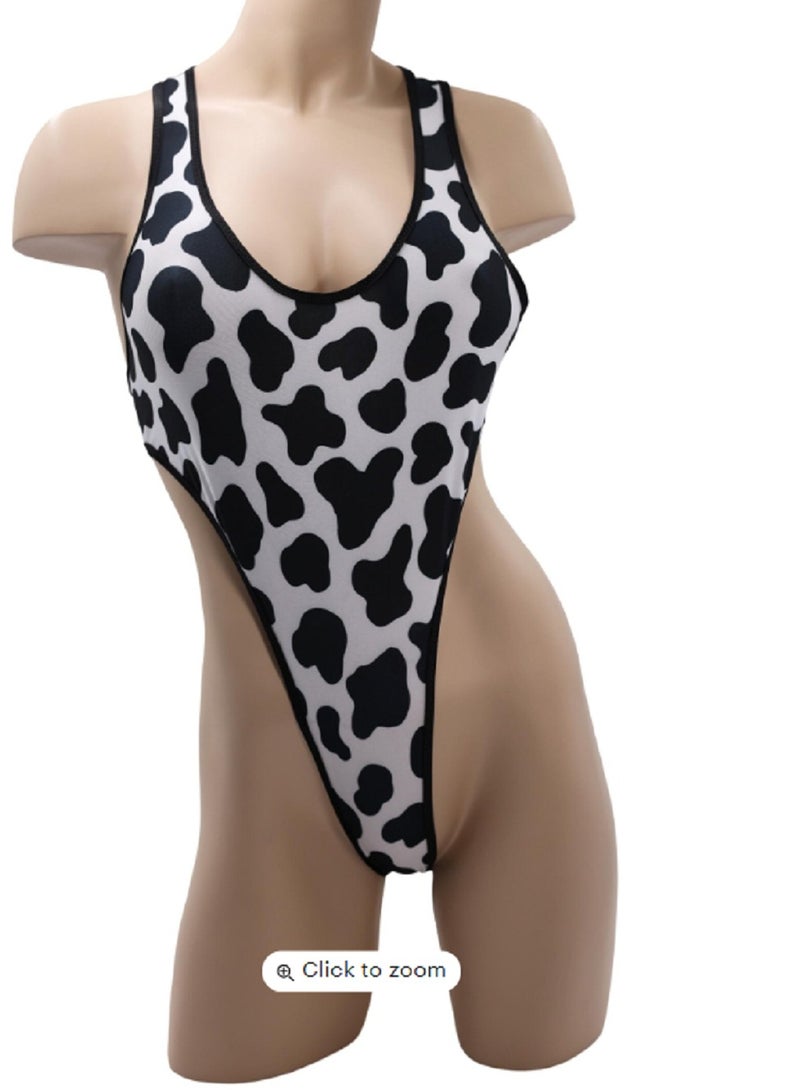 مانيكان ملابس نسائية من قطعة واحدة بتصميم نقش جلد البقر المطبوع - Image 1