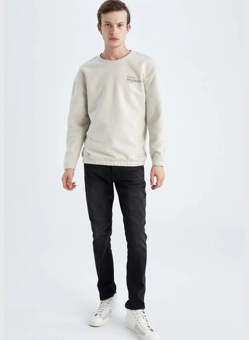 DeFacto Man Boxy Fit Crew Neck Long Sleeve Knitted Sweat Shirt
