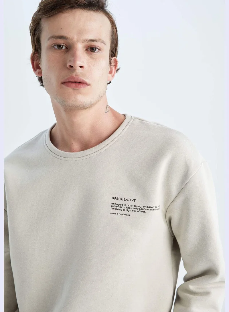 DeFacto Man Boxy Fit Crew Neck Long Sleeve Knitted Sweat Shirt